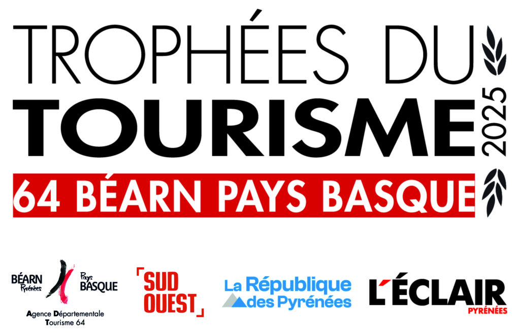 logo du concours des trophées du tourisme 64 béarn pays basque, organisé par l'ADT64, agence départementale du tourisme 64, et le groupe sud ouest